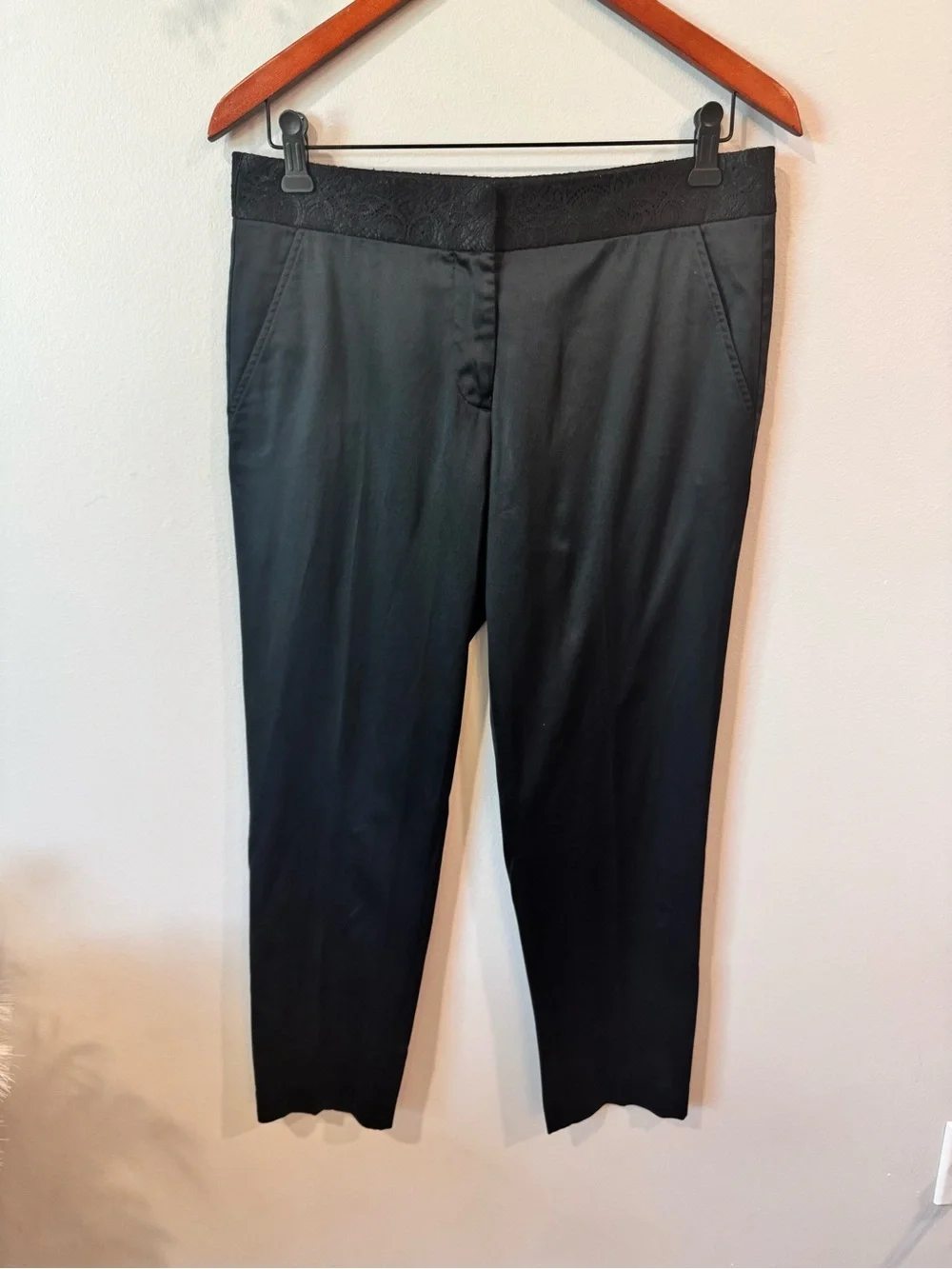 Tory Burch Satin Black Cropped Pants Size 6